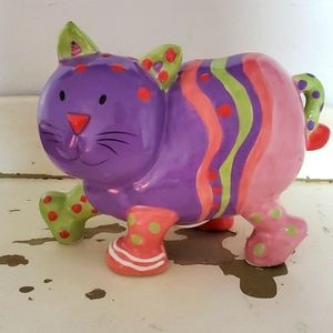 Whimsical Ceramic Handpainted Cat Piggy Bank